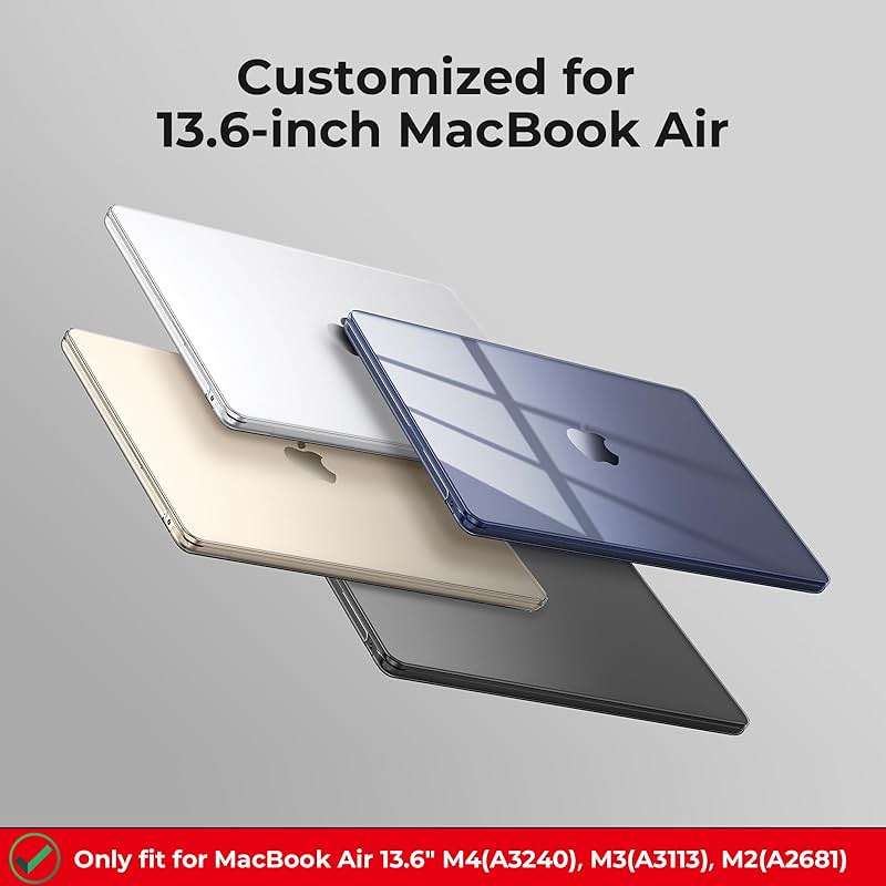 EooCoo Compatible with MacBook Air 13 inch Case M5 2026-2022 M4 M3 M2 Model A3449 A3240 A3113 A2681, Mac Air 13.6 inch Hard Shell & Keyboard Cover & Screen Film & Type-C, Crystal Clear - Image 6