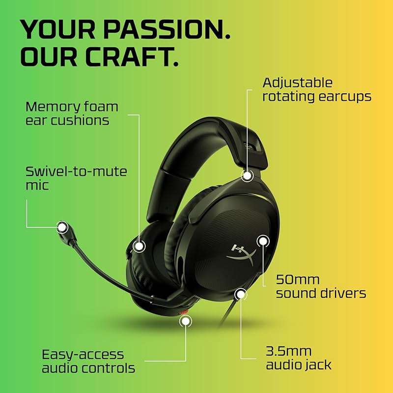 HyperX Cloud Stinger 2 – Gaming Headset, DTS Headphone:X Spatial Audio, Lightweight Over-Ear Headset with mic, Swivel-to-Mute Function, 50mm Drivers, PC Compatible, Black - Image 7