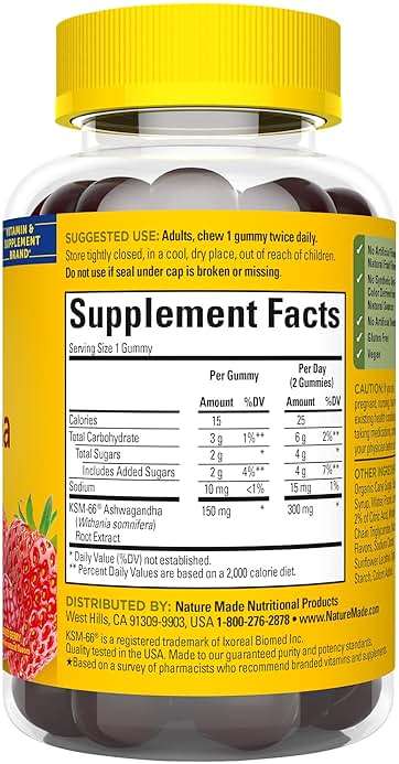 Nature Made Ashwagandha Gummies, Vegan, KSM 66 Ashwagandha Supplement for Stress Support, 60 Count, 30-Day Supply - Image 8