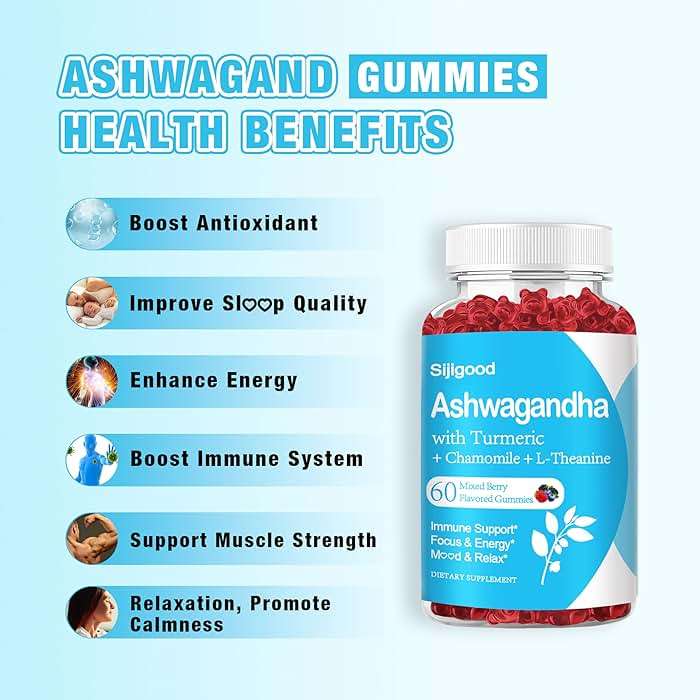 Sijigood Ashwagandha Gummies with L-theanine, Ashwa Root Supplement Gummy for Women Men, 60 Mixed Berry Flavored Gummies - Image 4