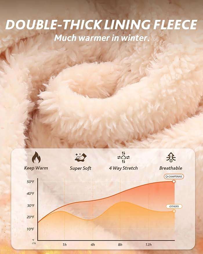 CAMPSNAIL Fleece Lined Leggings Women - Thick Soft High Waisted Black Tummy Control Thermal Warm Velvet Pants for Cold Winter - Image 2