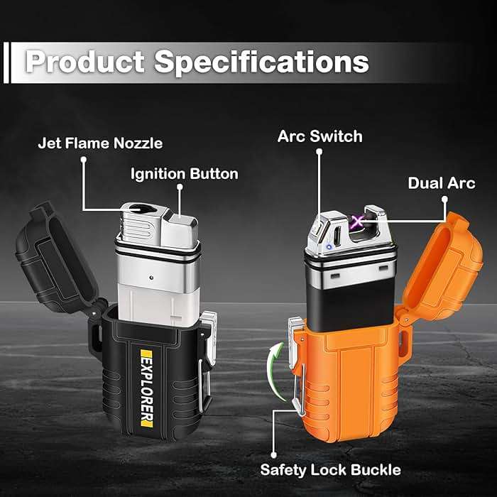 2 Pack Waterproof Lighter Outdoor Windproof Torch Lighters Dual Arc Butane Electric Lighters USB Rechargeable Lighters Flameless Plasma Lighter Camping Hiking Adventure Survival Tactical Gear - Image 4