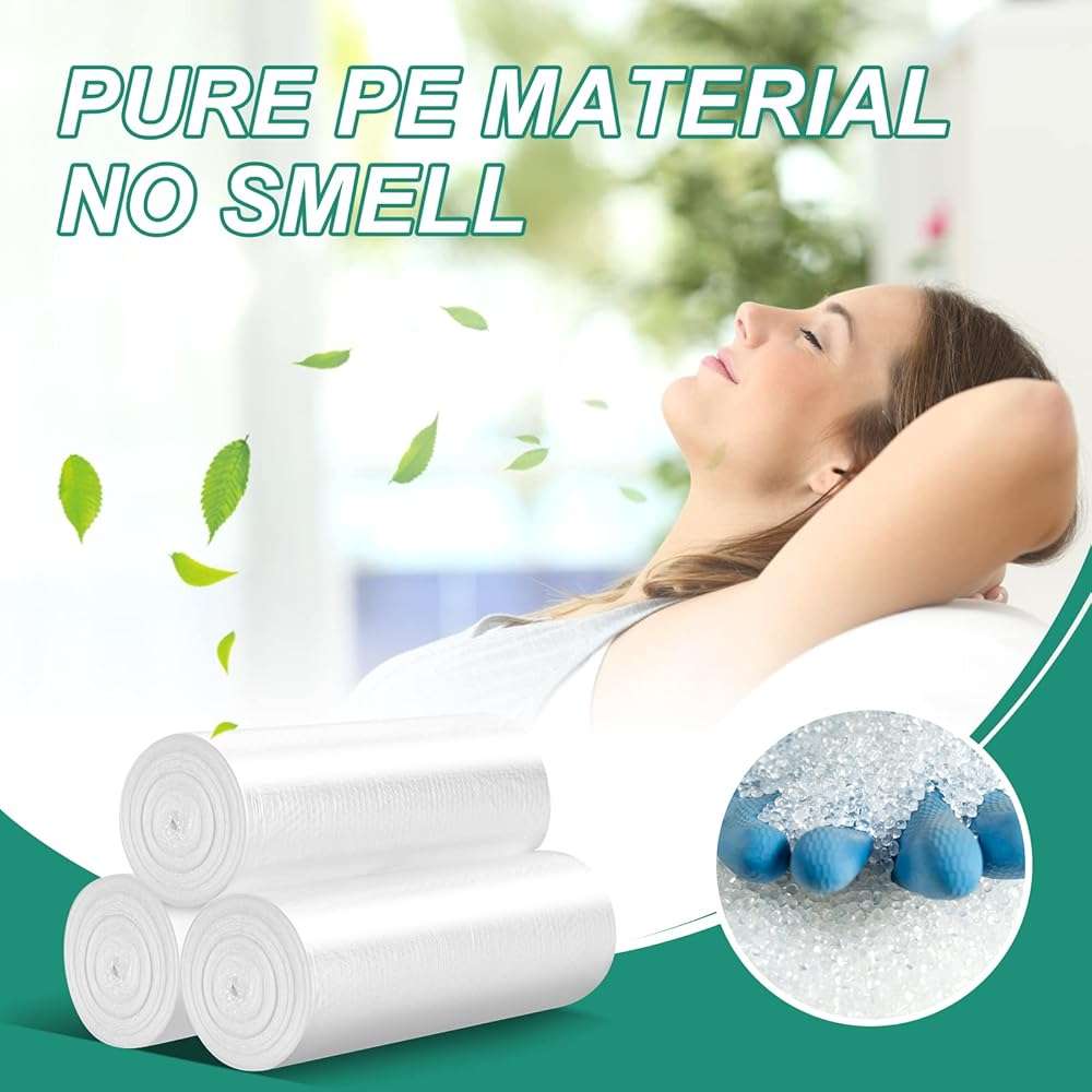 Magesh 4 Gallon Trash Bag Strong, Leakage-Free, Small Garbage Bags Unscented Thick for Bathroom, Office, Kitchen Small Trash Can, 15L, 105 Bags, Clear - Image 4