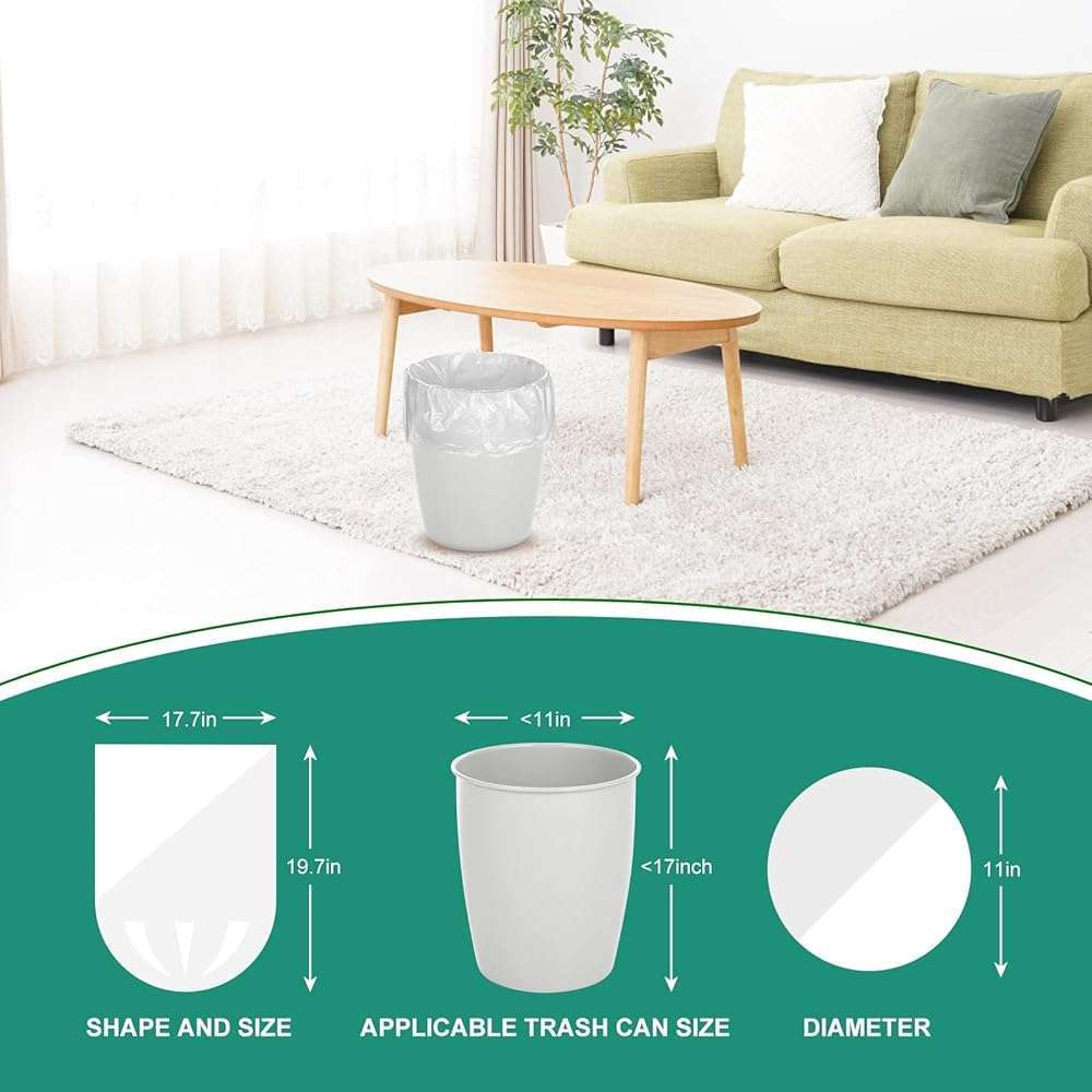 Magesh 4 Gallon Trash Bag Strong, Leakage-Free, Small Garbage Bags Unscented Thick for Bathroom, Office, Kitchen Small Trash Can, 15L, 105 Bags, Clear - Image 5