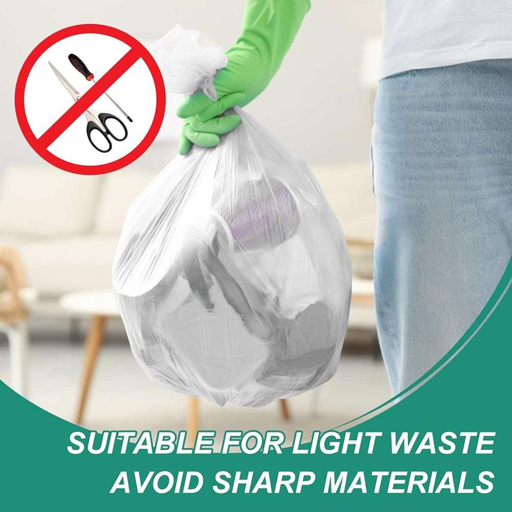 Magesh 4 Gallon Trash Bag Strong, Leakage-Free, Small Garbage Bags Unscented Thick for Bathroom, Office, Kitchen Small Trash Can, 15L, 105 Bags, Clear - Image 7