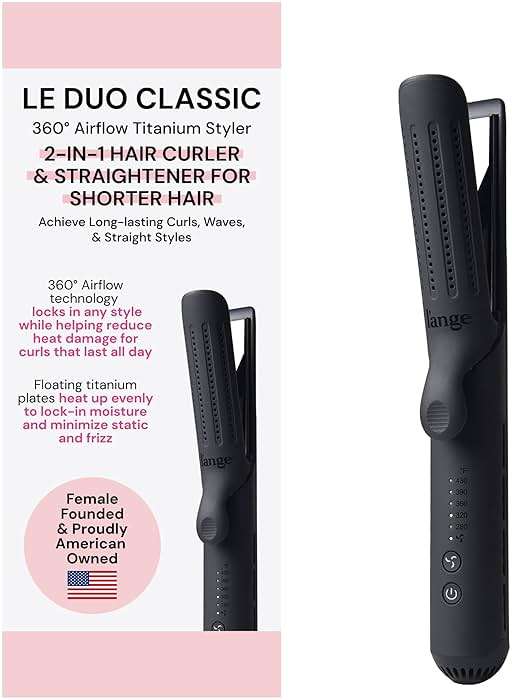 L'ANGE HAIR Le Duo Standard 360° Airflow 2 in 1 Straightener and Curler | 1 Inch Curling Wand & Titanium Flat Iron with 3.5" Plates | Hair Straightener & Curler for Short to Medium Hair (Black) - Image 1