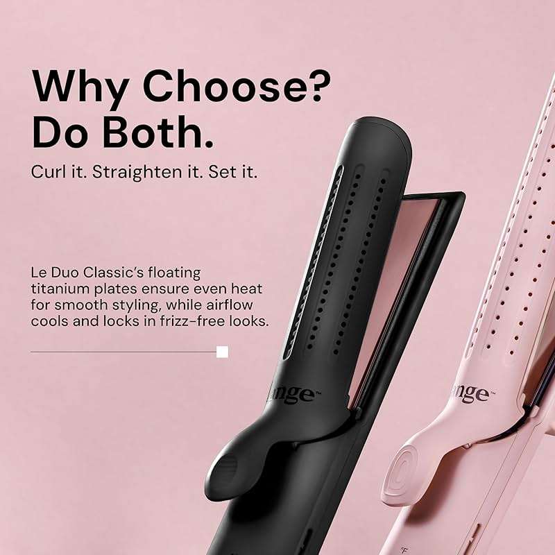 L'ANGE HAIR Le Duo Standard 360° Airflow 2 in 1 Straightener and Curler | 1 Inch Curling Wand & Titanium Flat Iron with 3.5" Plates | Hair Straightener & Curler for Short to Medium Hair (Black) - Image 6