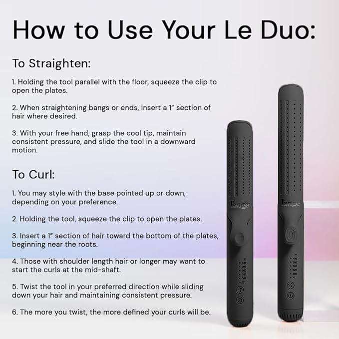 L'ANGE HAIR Le Duo Standard 360° Airflow 2 in 1 Straightener and Curler | 1 Inch Curling Wand & Titanium Flat Iron with 3.5" Plates | Hair Straightener & Curler for Short to Medium Hair (Black) - Image 8