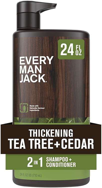 Every Man Jack Mens Shampoo and Conditioner 2 in 1 - Thickening Tea Tree - Moisturizing, Volumizing - Free of Parabens, Phthalates & Dyes - 24oz - 1 Bottle - Image 1