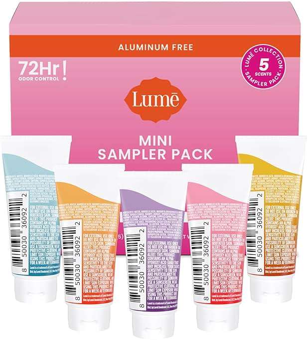 Lume Whole Body Deodorant 5 Pack Sampler - Invisible Cream Minis - 72 Hour Odor Control - Aluminum & Baking Soda Free (Clean Tangerine, Lavender Sage, Peony Rose, Toasted Coconut, Unscented) - Image 2