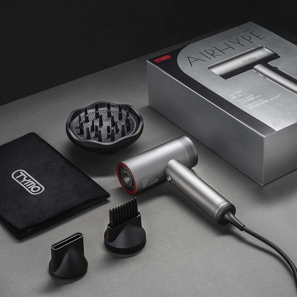 TYMO Blow Dryer with Comb - 1500W Professional High Speed Blow Dryer with Diffuser, 110,000RPM Fast Dry, 200 Million Ionic Diffuser Hairdryer, 4 Temps & 3 Speeds, 8 Ft Cord for Salon, Metal Gray - Image 8
