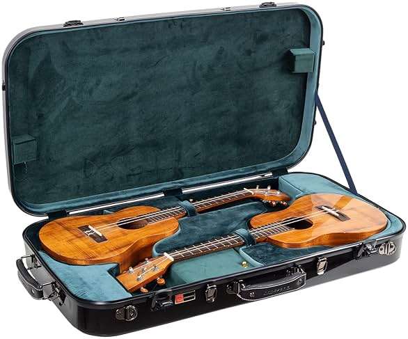 Crossrock Fiberglass Double Case with TSA Lock for Two Concert/Tenor Ukuleles-Black (CRF2020DTUBK) - Image 1