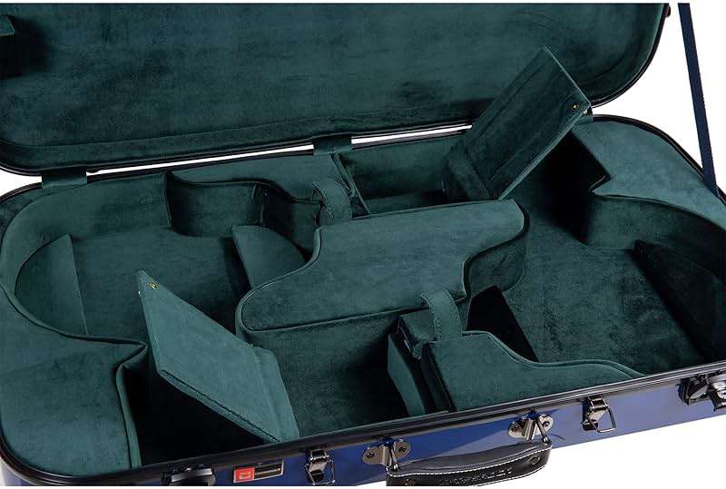 Crossrock Fiberglass Double Case with TSA Lock for Two Concert/Tenor Ukuleles-Navy Blue (CRF2020DTUNVBL) - Image 5
