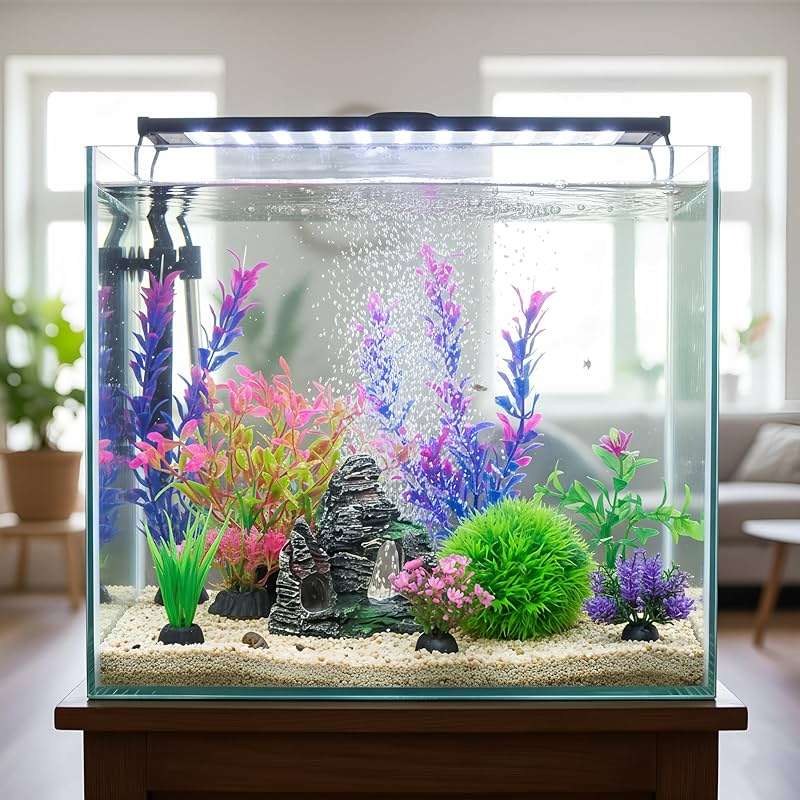 Ameliade Aquarium Artificial Plastic Plants Decorations and Rock Cave Decor Set Goldfish Betta Fish Tank Accessories Small Large Fish Bowl Ornaments - Image 2