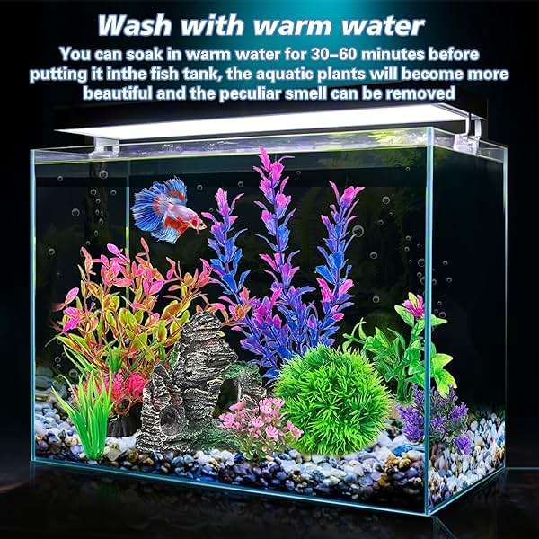 Ameliade Aquarium Artificial Plastic Plants Decorations and Rock Cave Decor Set Goldfish Betta Fish Tank Accessories Small Large Fish Bowl Ornaments - Image 4
