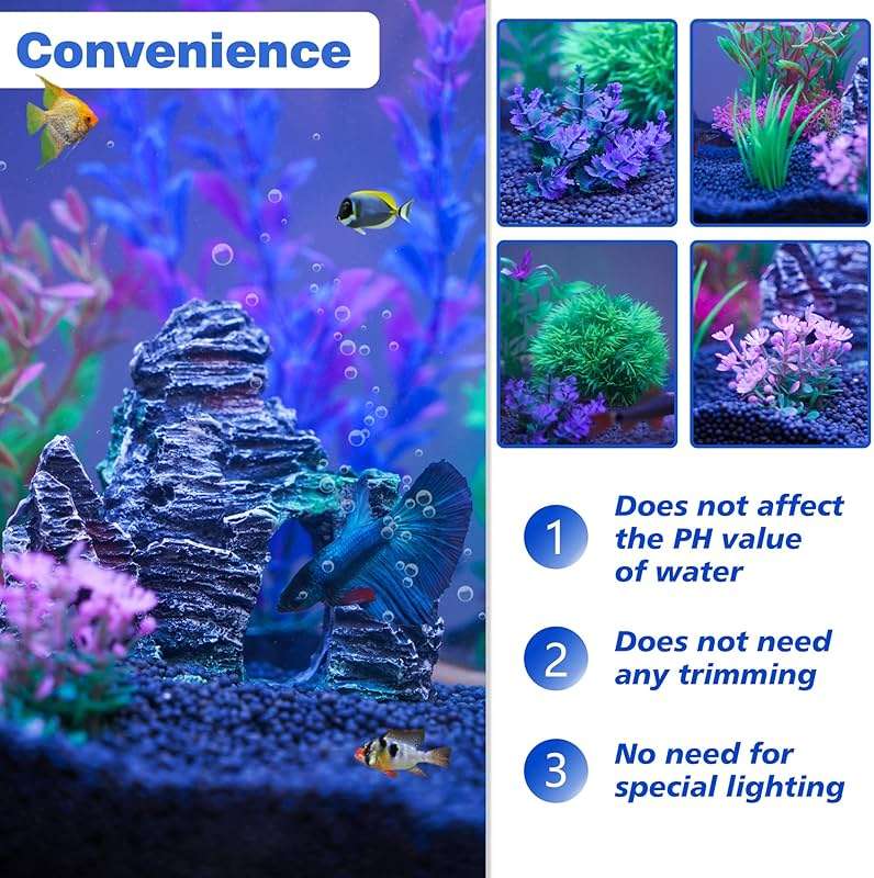 Ameliade Aquarium Artificial Plastic Plants Decorations and Rock Cave Decor Set Goldfish Betta Fish Tank Accessories Small Large Fish Bowl Ornaments - Image 6