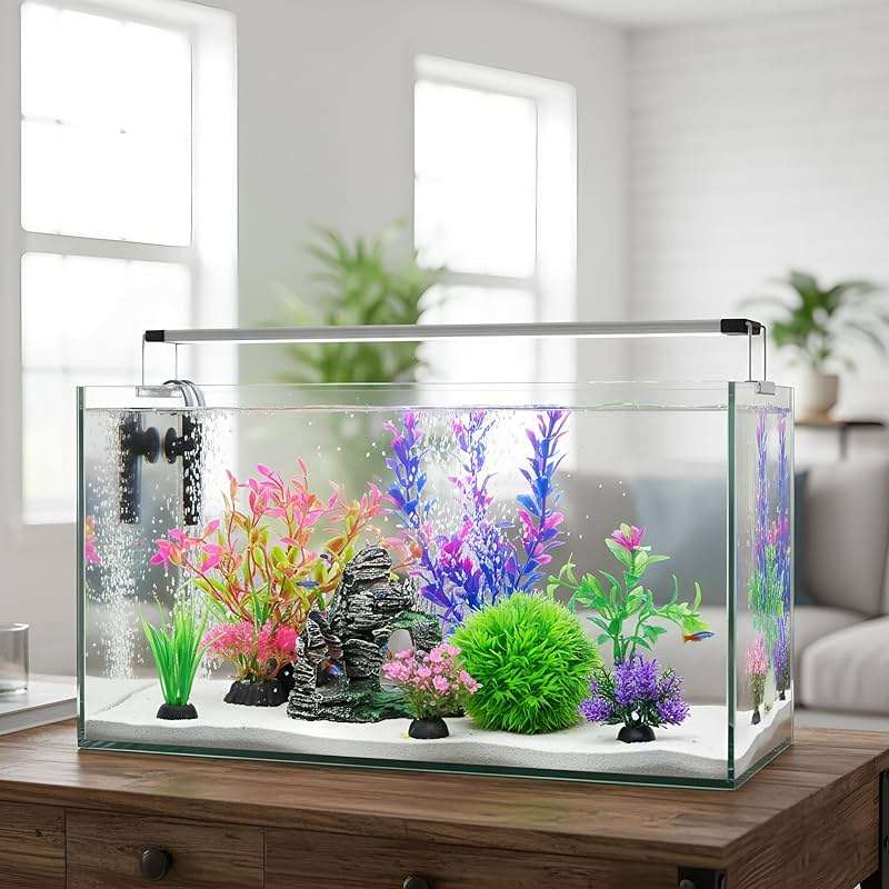 Ameliade Aquarium Artificial Plastic Plants Decorations and Rock Cave Decor Set Goldfish Betta Fish Tank Accessories Small Large Fish Bowl Ornaments - Image 7