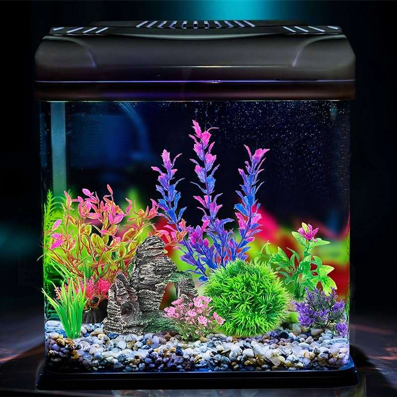 Ameliade Aquarium Artificial Plastic Plants Decorations and Rock Cave Decor Set Goldfish Betta Fish Tank Accessories Small Large Fish Bowl Ornaments - Image 9