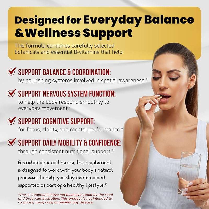 VEGATOT Inner Ear Supplement with Ginkgo Biloba Lion's Mane Lemon Balm Ginger VIT B1, B6, B12- for Dizziness Spinning Inner Ear Balance - Image 5