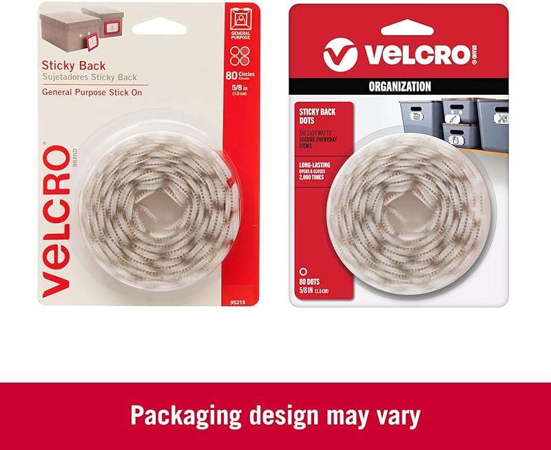 VELCRO Brand Dots with Adhesive | Sticky Back Round Hook and Loop Circles | 5/8in, 80 Pack | Arts and Crafts, School Projects, 95215W, White - Image 2