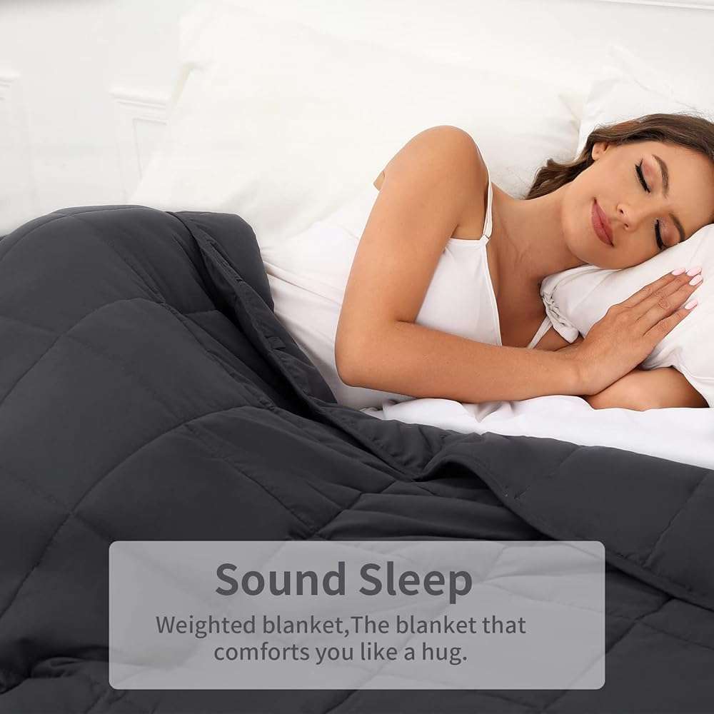 PRETTY NIGHT Weighted Blanket 20lbs Queen Size Dark Grey 60"x80" Weighted Blankets for Adults Heavy Blanket are Comfortable and Cozy - Image 3