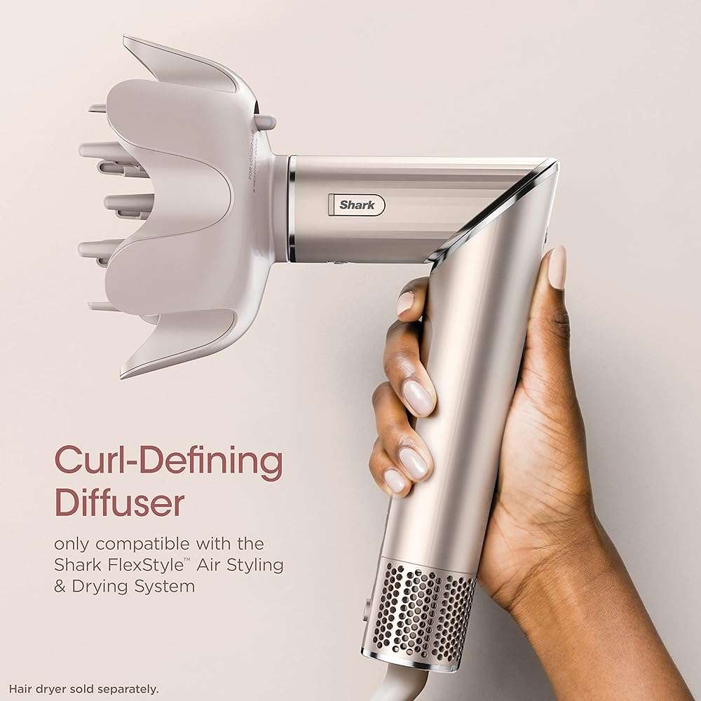 Shark FlexStyle Curl-Defining Diffuser, Attachment for Shark FlexStyle Blow Dryers, Compatible with HD400's Series, Styling Tool for Wavy, Curly, and Coily Hair, Enhance Natural Curls, Stone, XSKHD4DA - Image 4