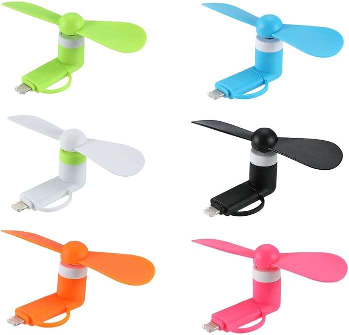 DNTESR Mini Cell Phone Fan 2-in-1 Fan Compatible for iPhone, iPad, Android Smartphone,Tablet - Colorful and Powerful- Cell Phone Summer Accessories (6-Pack) - Image 1
