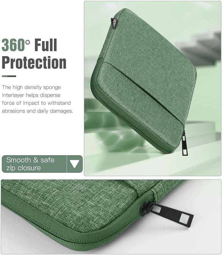 TiMOVO 6-7 Inch Sleeve Case for eReader Book Paperwhite/Colorsoft Signature Edition, Protective Sleeve Cover Pouch Bag Carrying Case for E-Reader/Oasis & Kobo Devices, Bodhi Green - Image 3
