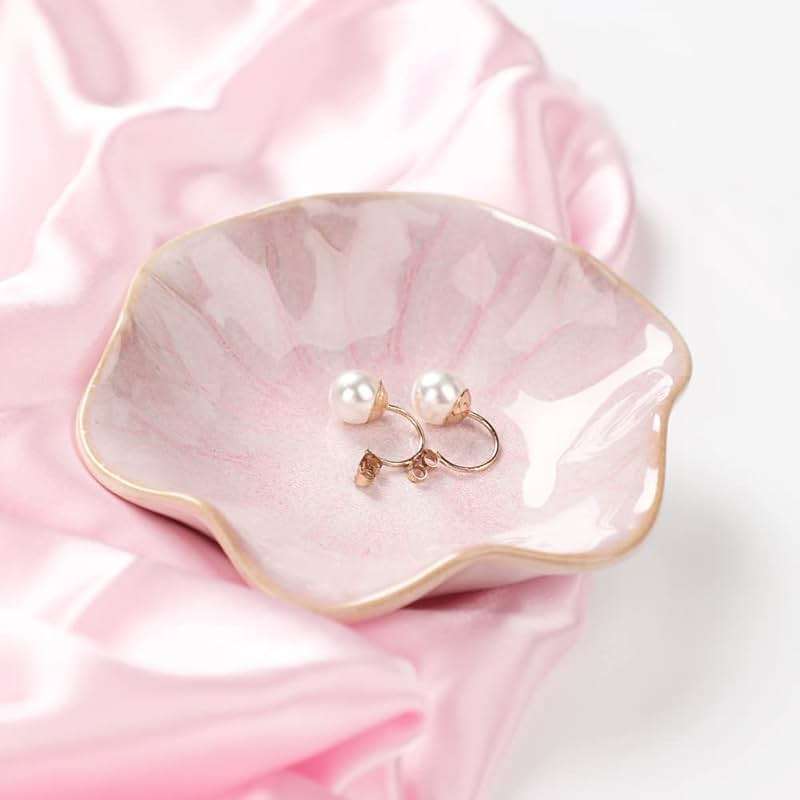 Binoster Ceramic Leaf Jewelry Dish, Pink Key Tray, Modern Jewelry Holder, Small Ring Dish, Trinket Tray, Nightstand Decor Room Decor - Image 2