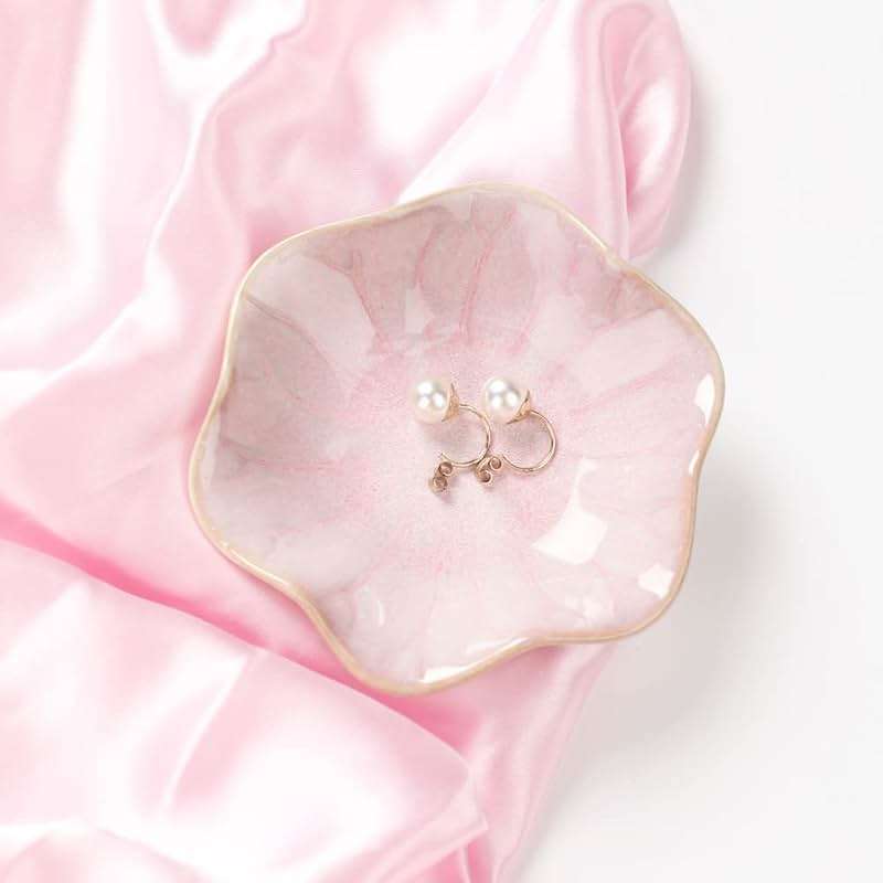 Binoster Ceramic Leaf Jewelry Dish, Pink Key Tray, Modern Jewelry Holder, Small Ring Dish, Trinket Tray, Nightstand Decor Room Decor - Image 3