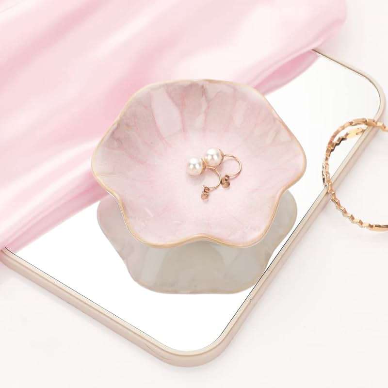 Binoster Ceramic Leaf Jewelry Dish, Pink Key Tray, Modern Jewelry Holder, Small Ring Dish, Trinket Tray, Nightstand Decor Room Decor - Image 5