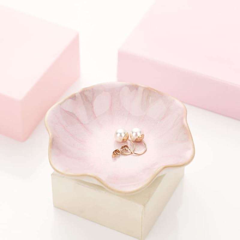 Binoster Ceramic Leaf Jewelry Dish, Pink Key Tray, Modern Jewelry Holder, Small Ring Dish, Trinket Tray, Nightstand Decor Room Decor - Image 6