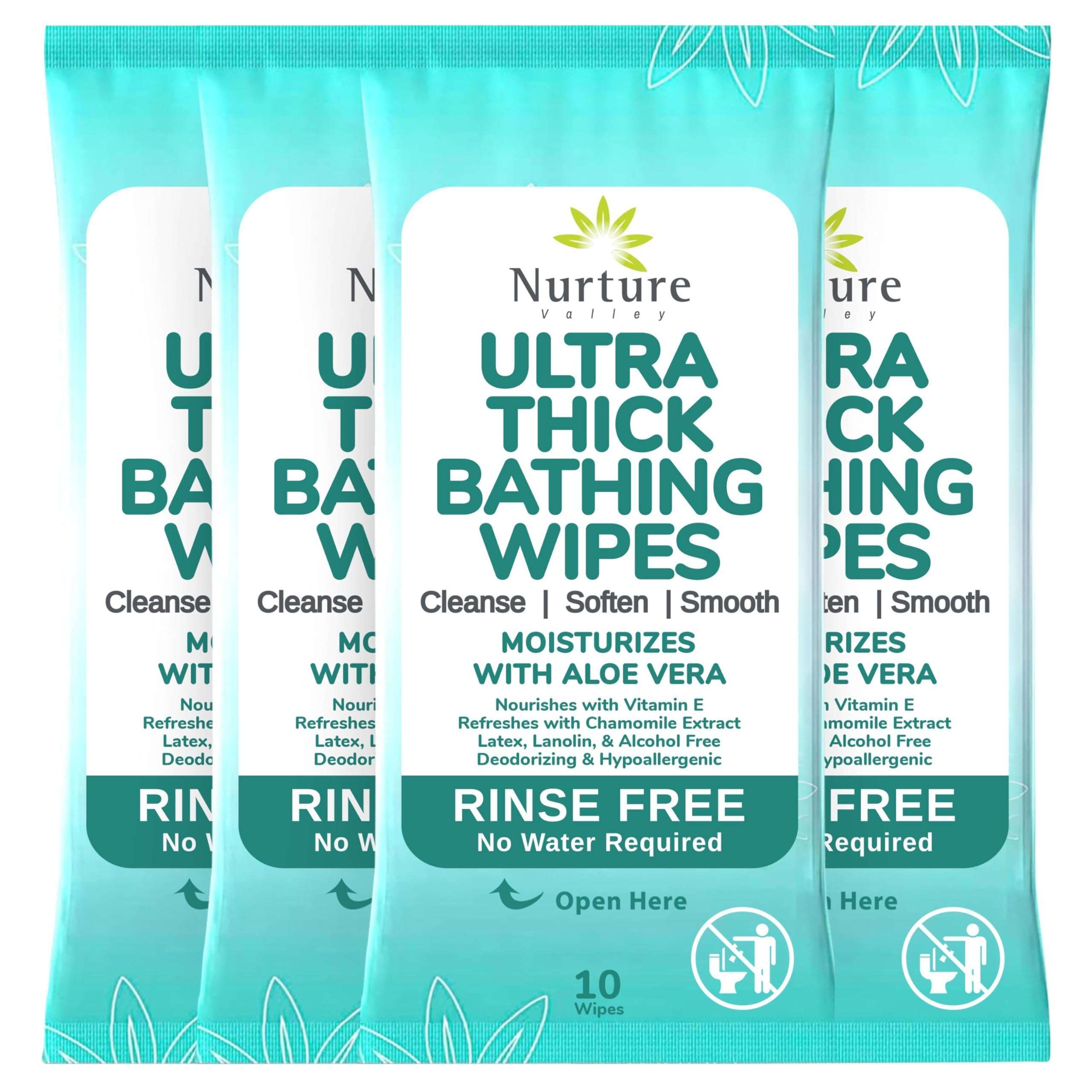 Nurture XL Ultra Thick Body Wipes for Adults w/Aloe | 40 Extra Large Disposable Cloth Wet Cleansing No Rinse Bathing Washcloths, Waterless Shower | Bath Wipe for Women, Men & Elderly - Image 1