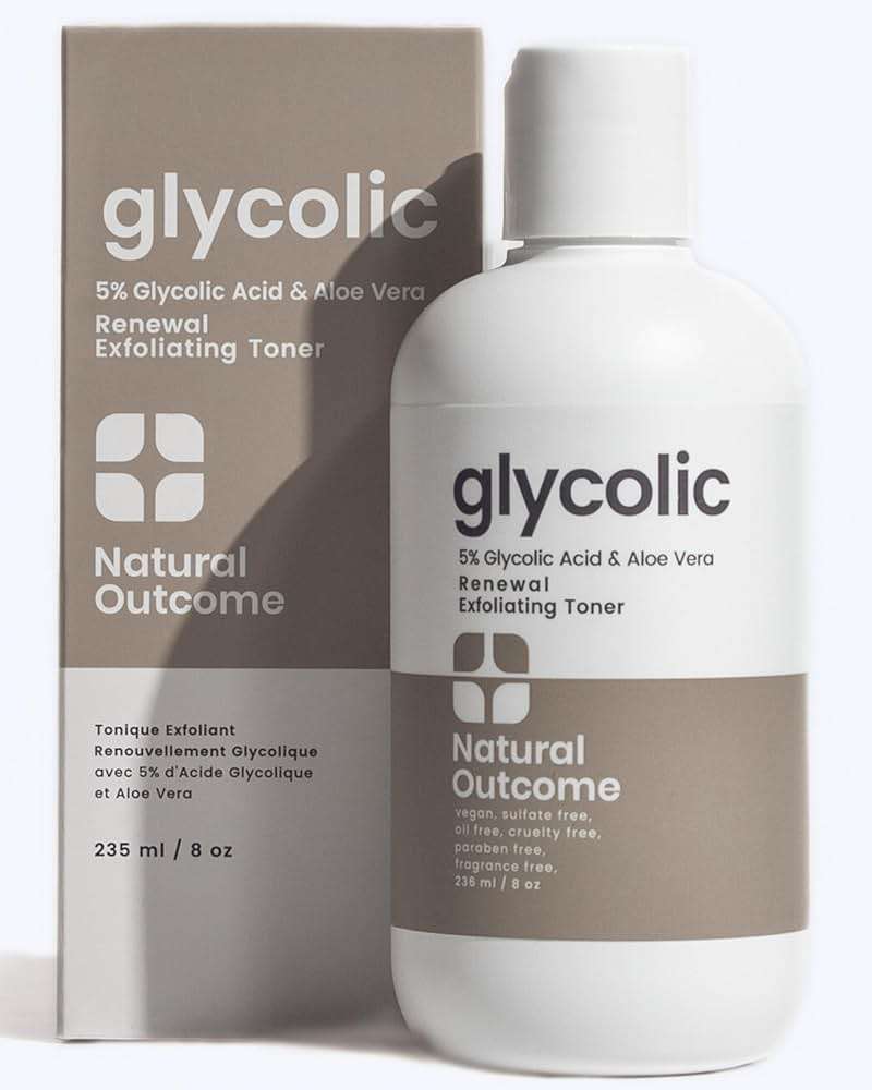 Natural Outcome Glycolic Acid Toner 5% for Face | Gentle Exfoliating Toner - with Aloe Vera & Quinoa Extract | Advance Anti-Aging Toning Solution Rejuvenates Skin & Minimizes Pore Appearance | 8 oz - Image 1