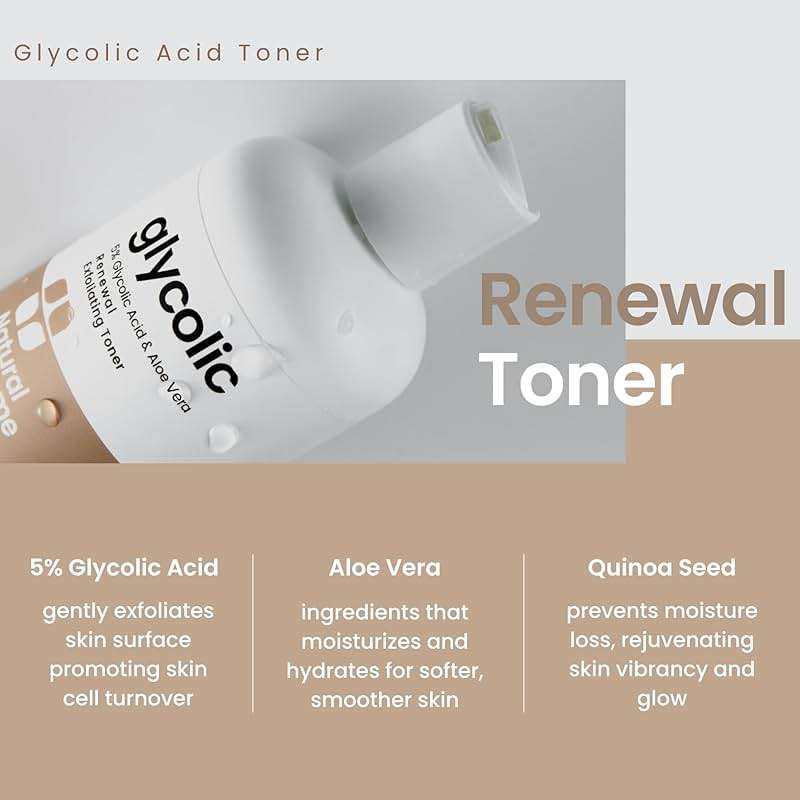 Natural Outcome Glycolic Acid Toner 5% for Face | Gentle Exfoliating Toner - with Aloe Vera & Quinoa Extract | Advance Anti-Aging Toning Solution Rejuvenates Skin & Minimizes Pore Appearance | 8 oz - Image 6