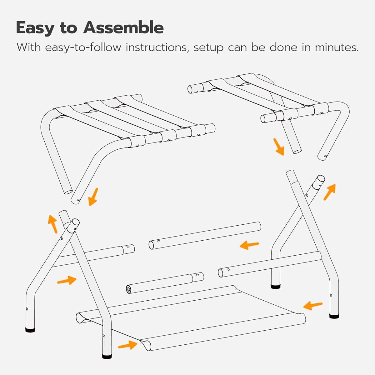 HOOBRO Luggage Rack, Pack of 2, Folding Suitcase Stand with Fabric Storage Shelf for Guest Room, Bedroom, Hotel, Holds up to 100 lb, 27 x 15.3 x 22 Inches, Space Saving, Black BK04XLP201 - Image 4