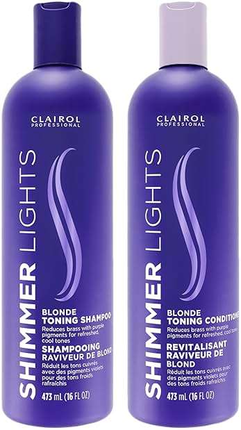Clairol Professional Shimmer Lights Purple Shampoo & Conditioner | Neutralizes Brass & Yellow Tones | For Blonde, Silver, Gray & Highlighted Hair,*BUNDLE* - Image 1