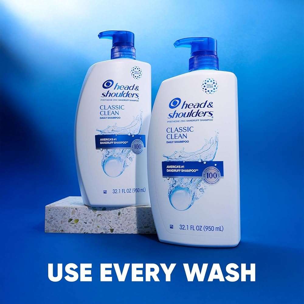 Head & Shoulders Anti-Dandruff Shampoo with 1% Pyrithione Zinc, Classic Clean, Fresh Scent, Daily Use, Moisturizing, Flake Control, Color-Safe, Safe for All Hair Types - Dry, Itchy Scalp, 28.2 Fl Oz - Image 7