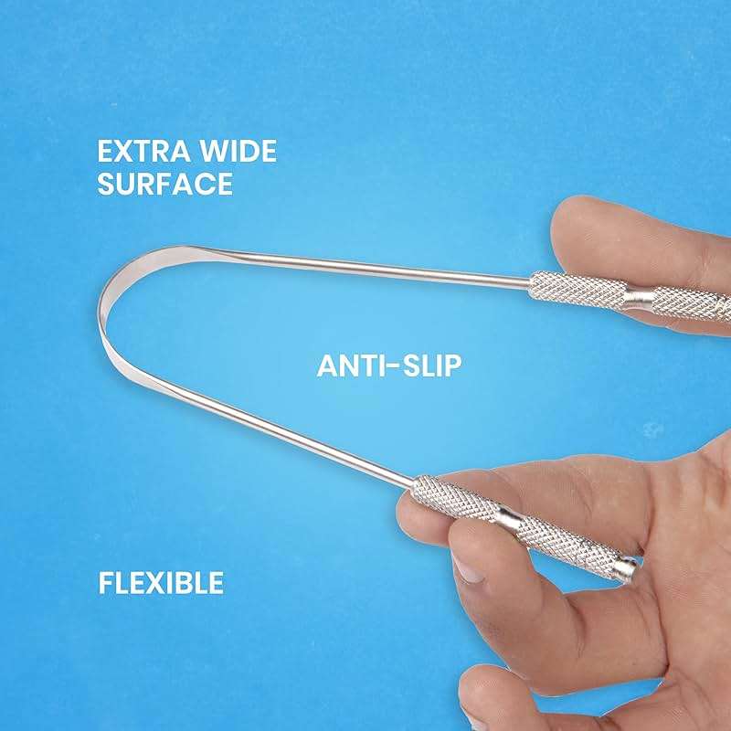 Tongue Scraper for Adults by HOKIN (2Pcs Oral Care Pack) Stainless Steel Tongue Cleaners Reduce Bad Breath 100% Metal Tough Scrapers Men and Women Hygiene Product - Image 5