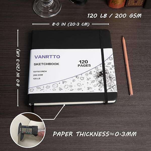 Vanrtto Hardcover Square Sketch Book, Mixed Media Sketchbook 8x8 Inch | Hardcover Square Sketchbook 120lb/200GSM Sketchbook Drawing Paper for Watercolor Mixed Media, 60 Sheets/120 Pages Sketch Pad - Image 2