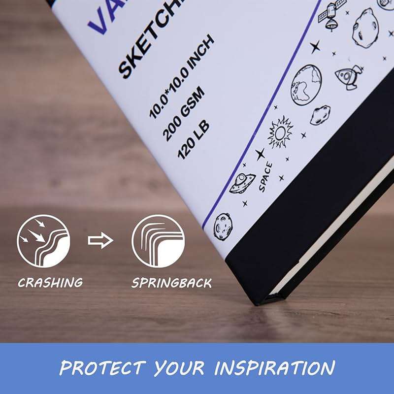 Vanrtto Hardcover Square Sketch Book, Mixed Media Sketchbook 8x8 Inch | Hardcover Square Sketchbook 120lb/200GSM Sketchbook Drawing Paper for Watercolor Mixed Media, 60 Sheets/120 Pages Sketch Pad - Image 5
