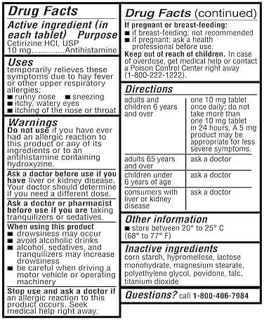 Ohm Cetirizine 10 mg, All Day Allergy Relief (100 Count) Antihistamine Tablets for Indoor & Outdoor Allergies, Hives, Hay Fever, Sneezing, Runny Nose, Itchy Nose or Throat, Dry Itchy Eyes - Image 2