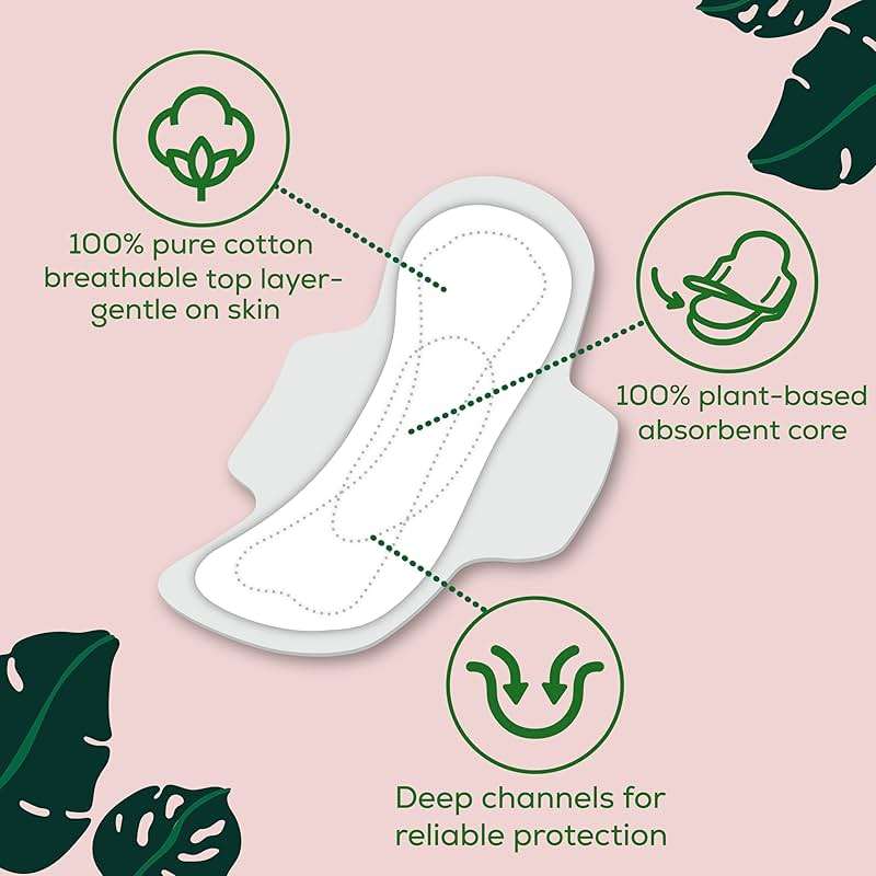 L. Ultra Thin Pads for Women, Super Absorbency, 100% Pure Cotton Top Layer, Unscented Pads with Wings, 56 Count Total - Image 2