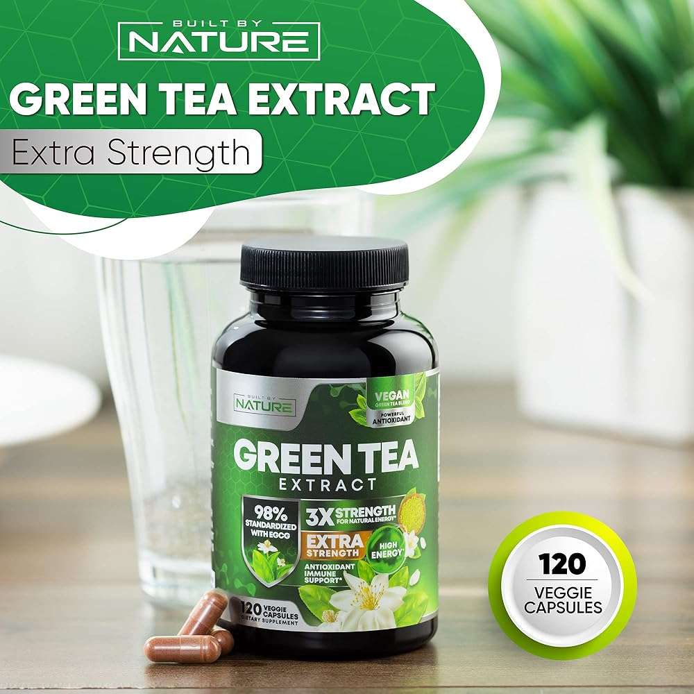 Built by Nature Green Tea Extract 1000mg – High Potency Supplement with 98% Polyphenols, 75% Catechins & 45% EGCG – Natural Energy Support – Non-GMO – 120 Capsules - Image 3