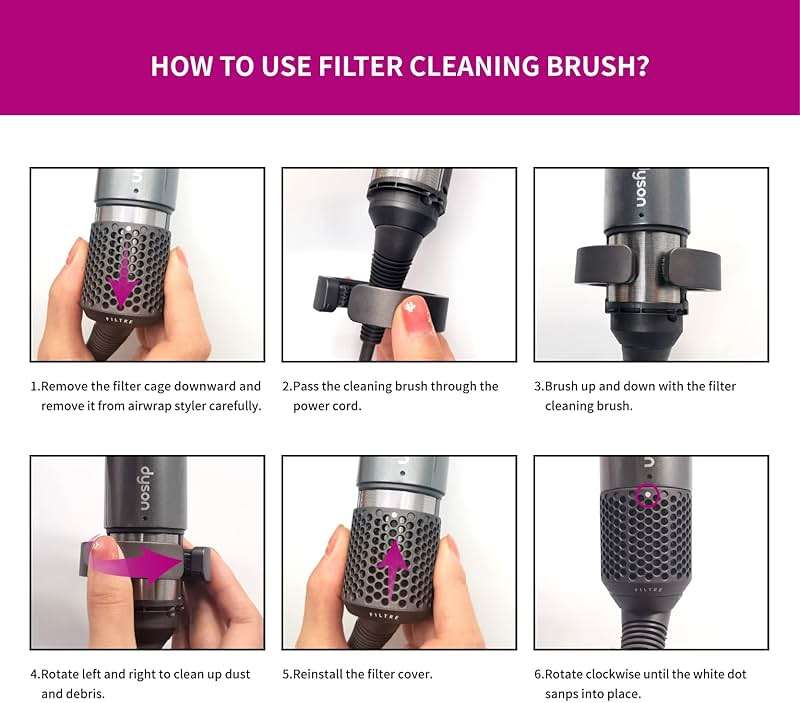 Filter Cleaning Brush Compatible with Dyson Airwrap Styler HS01 HS05, Filter Cleaning Brush Attachment - Image 4