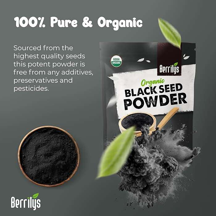 Berrilys Organic Black Seed Powder - Nigella Sativa, Ground Kalonji, Black Cumin for Baking, Bread Making, Cooking, Smoothies, Curries, Soups, Salads, & Stews - Nutritious- Resealable - 10 Oz - Image 3