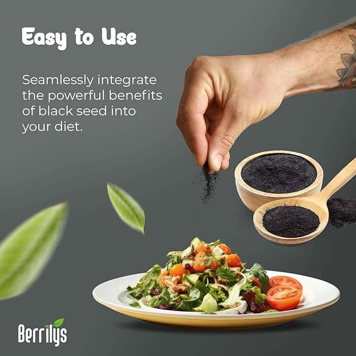 Berrilys Organic Black Seed Powder - Nigella Sativa, Ground Kalonji, Black Cumin for Baking, Bread Making, Cooking, Smoothies, Curries, Soups, Salads, & Stews - Nutritious- Resealable - 10 Oz - Image 5