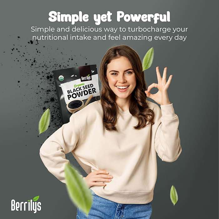 Berrilys Organic Black Seed Powder - Nigella Sativa, Ground Kalonji, Black Cumin for Baking, Bread Making, Cooking, Smoothies, Curries, Soups, Salads, & Stews - Nutritious- Resealable - 10 Oz - Image 6