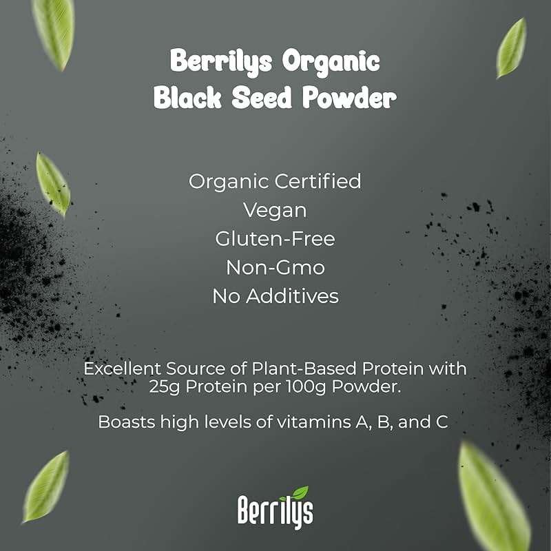 Berrilys Organic Black Seed Powder - Nigella Sativa, Ground Kalonji, Black Cumin for Baking, Bread Making, Cooking, Smoothies, Curries, Soups, Salads, & Stews - Nutritious- Resealable - 10 Oz - Image 7