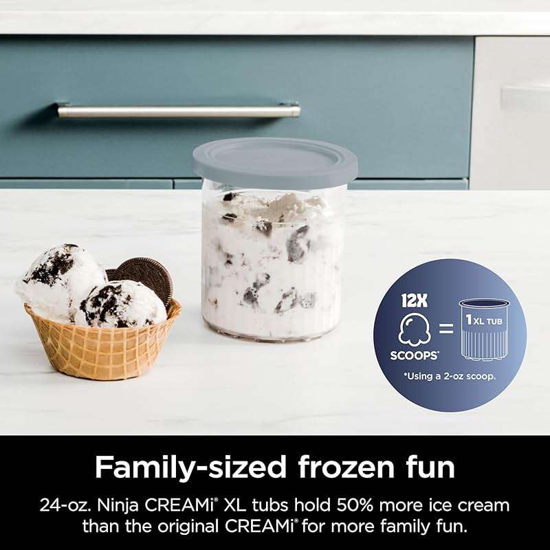 Ninja CREAMi Deluxe Ice Cream Maker | 11-in-1 Create Frozen Desserts, Sorbet, Milkshakes, Yogurt & More | Includes 2 Dishwasher Safe XL 24 Oz. Tubs with storage lids | Silver | NC501 - Image 6